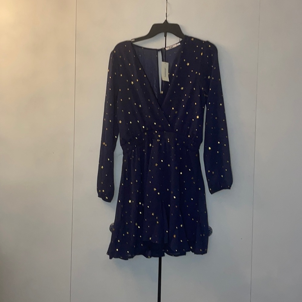 V neck star print dress